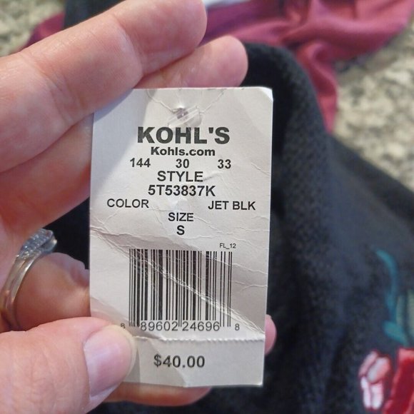 CLOUD CHASER Juniors Sz S Off-the-Shoulder Embroidered Floral Sweater Jet Black - Picture 14 of 16